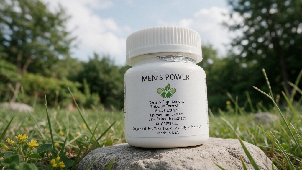 MEN'S POWER Kosttillskott burk i naturlig miljö